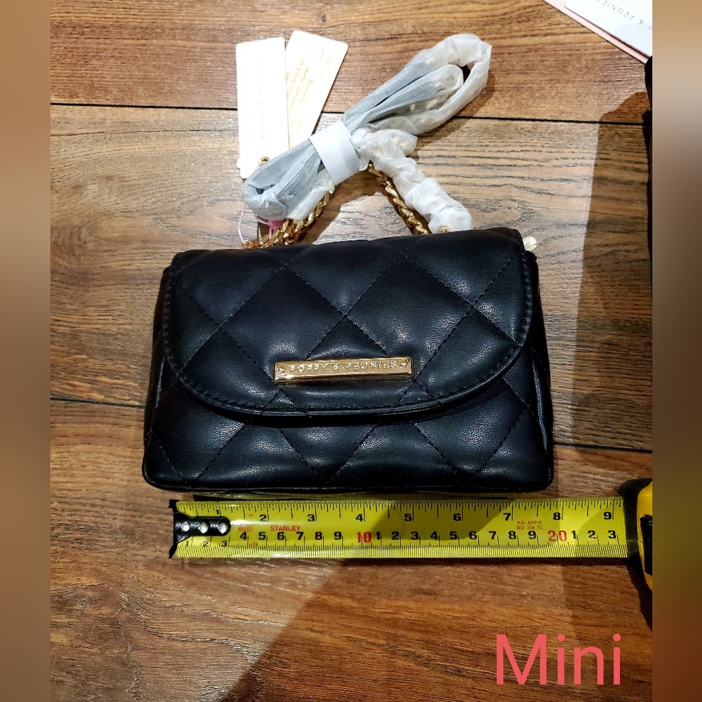 Poppy & Peonies - Mini Black Quilted Handbag